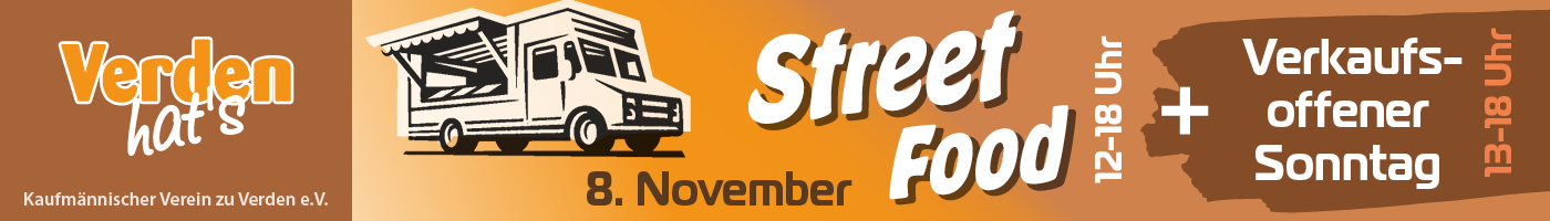Street Food Festival + Veraufsoffener Sonntag 8. November 2026 12-18 Uhr